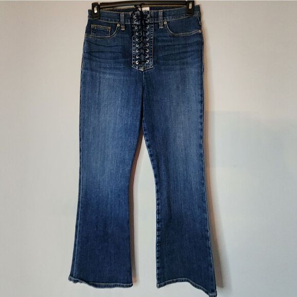HUDSON BULLOCKS HIGH RISE LACE UP CROP Flare JEANS SIZE 30 STRETCH - Picture 1 of 9